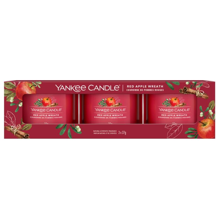 Yankee Candle - Red Apple Wreath - 3x Filled Votive Candle